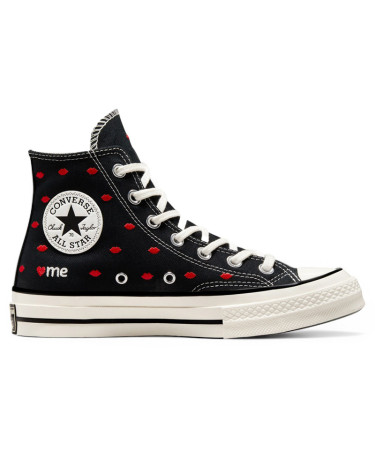 Кеды Converse High Chuck 70 Embroidered Lips High Love Me Black A01600C Черный/красный