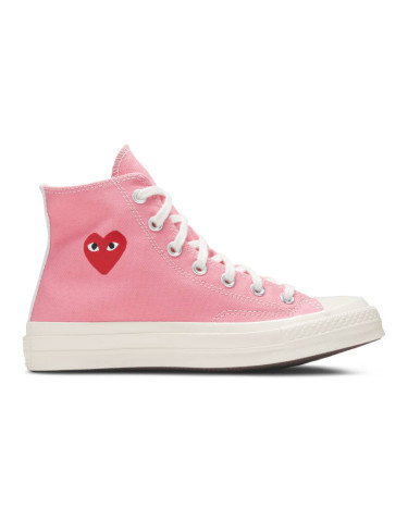 Кеды Converse x Comme Des Garcons Play Chuck 70 High Pink 168301C Белый/розовый